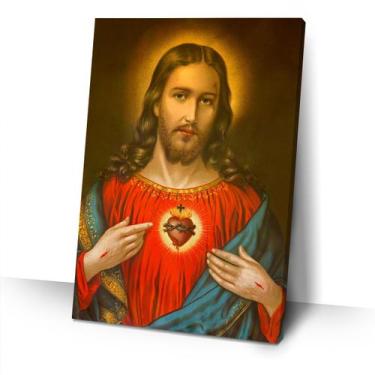 Imagem de Quadro Decorativo O Sagrado Coração de Jesus Arte Sala Nicho - IQ Quad