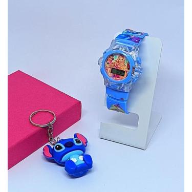 Imagem de Kit Relógio Infantil Digital Pisca Luz Led + Chaveiro Personagem Mini 