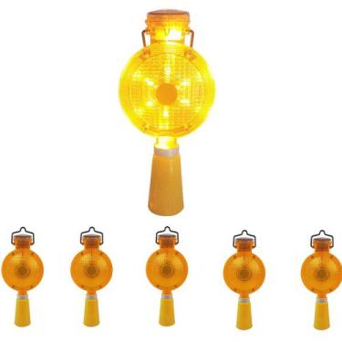 Imagem de Sinalizador Viario Solar Cone Kit 6 Uni Segurança Estrada Rua Rodovia 