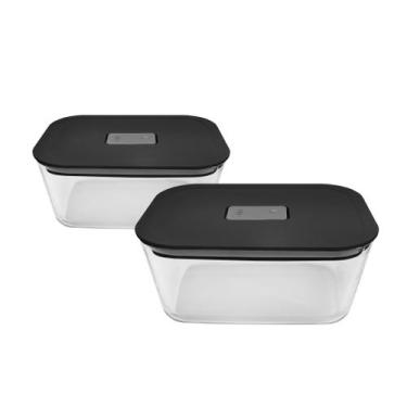 Imagem de Kit 2 Peças Pote Hermético 1,2 L Vidro Marmita Forno Freezer - OU, Pre