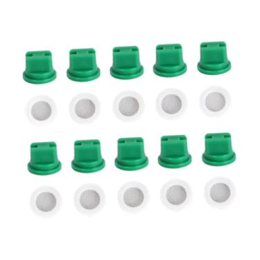 Imagem de Generic 10pcs Bicos de ponta de pulverização de ventilador de 10pcs com 10 anéis de filtragem, bocais de pulverizador agrícola ao ar livre 110 ° para limpar a, Verde