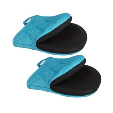 Imagem de MYCENSE 2pcs mini luvas de maconha de maconha luvas de cozinha hangável para churrasco de microondas grelhar, Azul