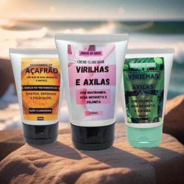 Imagem de Kit 3 Creme clareador de virilhas axilas com açafrão, Rosa Mosqueta, N