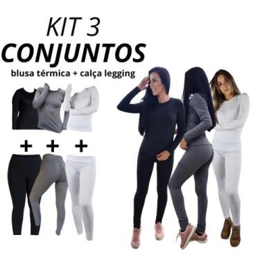 Imagem de Kit 3 Conjunto Térmico Pelúciado Calça/Blusa Segunda Pele Proteção de 
