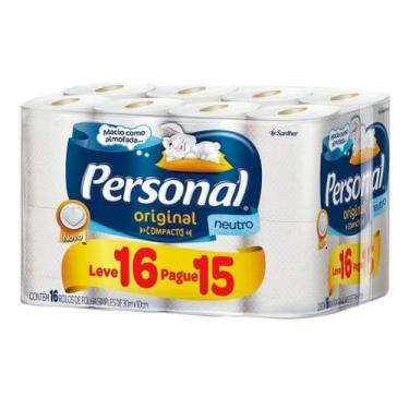 Imagem de Papel Higiênico PERSONAL Folhas Duplas 30m Neutro 16un Compacto (Leve 