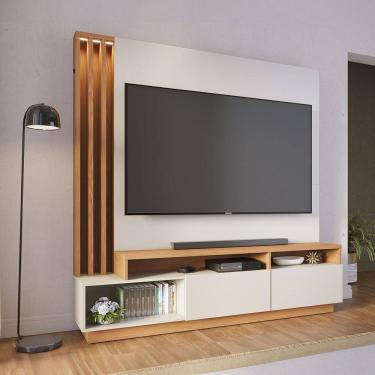 Imagem de Estante Home para TV 65 Pol com Led 180x184cm Humaitá Off White Freijó