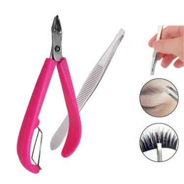 Imagem de Kit Alicate Cutícula Profissional+Pinça Sobrancelha Aço Inox