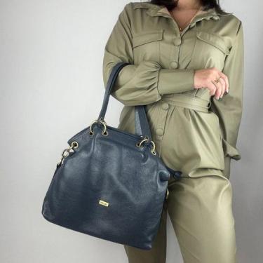 Imagem de Bolsa recuo em couro legítimo b.1074, Azul marinho