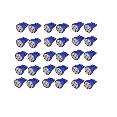 Imagem de Kit 100 Leds Pingão T10 8 Leds Smd Pingo Luz W5W 1026 Azul