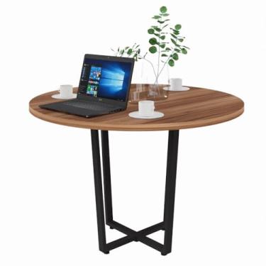 Imagem de Mesa de Reunião para Escritório Redonda Yaris Yar1101 Office 110cm Marrom/preto