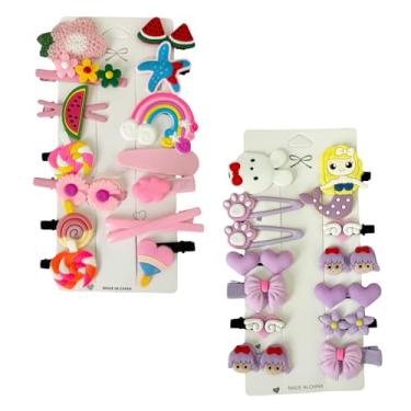 Imagem de Kit C/ 28 Presilhas Meninas Prendedor de Cabelo Sortidas Bico de Pato Tic Tac Laço Flor Etc (Modelo I e L - (com 27 peças))