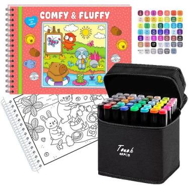 Imagem de Kit Livro De Colorir TikTok Comfy and Fluffy Red 48 Desenhos + 48 Cane