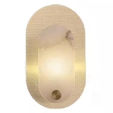 Imagem de Luminária de parede redonda de luxo com base G9 em latão vintage, luminária de parede para sala de jantar, corredor, escada, quarto (18 x 32,5 cm)