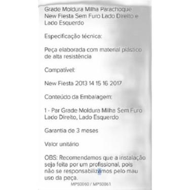 Imagem de Par Grade Moldura Milha Sem Furo New Fiesta 2013 14 A 2017