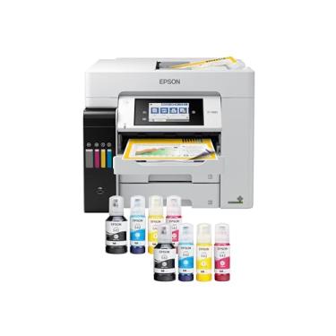 Imagem de Epson Impressora Supertank Pro ET-5880 sem fio multifuncional com scanner, copiadora, fax, Ethernet e PCL/postscript, branca