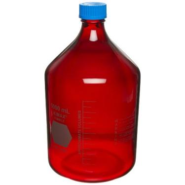 Imagem de Kimble RAY-SORB 14399-5000 Vidro borossilicato graduado GL-45 Media/Garrafa de armazenamento com tampa de polipropileno azul, capacidade para 5 L