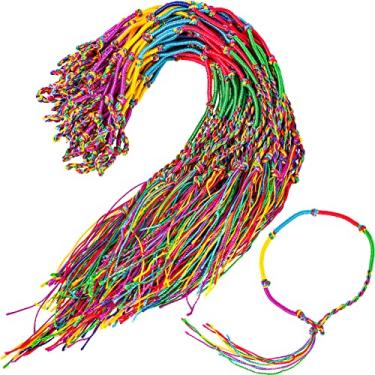 Imagem de 60 peças de pulseiras trançadas feitas à mão, pulseiras de amizade, pulseiras de fio colorido, cores sortidas para festival de barco de dragão, suprimentos de lembrancinhas de festa hippie mexicano, cores aleatórias