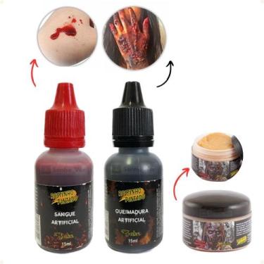 Imagem de Kit de Maquiagem Terror Fake Halloween Zumbi Queimadura - Rostinho Pin