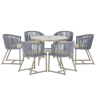 Imagem de Mesa com 6 Cadeiras de Jantar Roma 120cm e Noronha em Alumínio