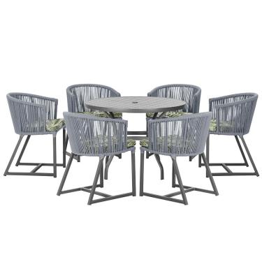 Imagem de Mesa com 6 Cadeiras de Jantar Roma 120cm e Noronha em Alumínio