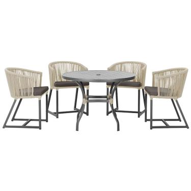 Imagem de Mesa com 4 Cadeiras de Jantar Roma 100cm e Noronha em Aluminío