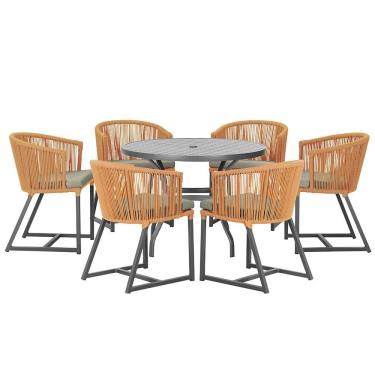 Imagem de Mesa com 6 Cadeiras de Jantar Roma 120cm e Noronha em Alumínio