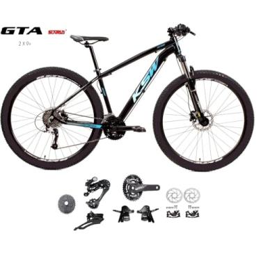 Imagem de Bicicleta Aro 29 Ksw Xlt Kit 2x9 Gta Sunrun Freio Disco K7 11/36 Pedivela 24/38d Garfo com Trava (Preto/Azul, 17)
