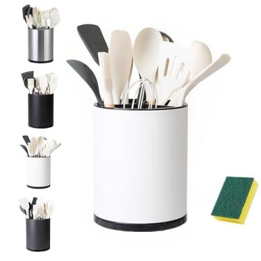 Imagem de LIBODOUR Suporte Para Utensílios, Grande Giratório De 360° Cozinha, Organizador Talheres Aço Inoxidável, Talheres, Colher, Espátula, Ferramenta, Recipiente