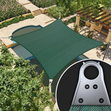 Imagem de Amgo Guarda-Sol Retangular Verde Super Ring De 18' X 22', Toldo Vela Com Proteção Solar Upf50+ Agsrr Para Pátio, Padrão Comercial, 260 G/M² Alta Resistência, Bloqueio 98% Uv