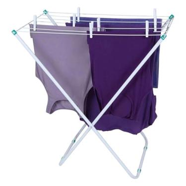 Imagem de Varal de Roupa de Chão Aço sem Abas Laterais Retrátil Dobrável Pequeno - Suporta até 8Kg, Cor Branca