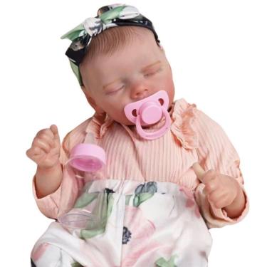 Imagem de Bebê Reborn Menina Dormindo Olhos Fechados Artesanal Realista