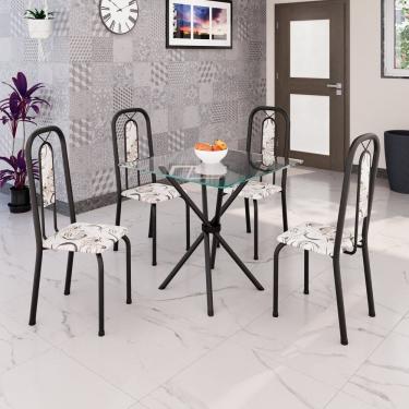 Imagem de Conjunto Sala de Jantar com 4 Cadeiras Lívia Arabesco / Preto