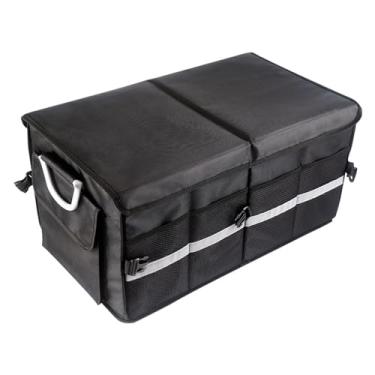 Imagem de CIADAZ Organizador do porta-malas do carro, caixa de armazenamento, organizador de carga automotiva, tecido oxford, caixa de armazenamento dobrável com faixa reflexiva 55l