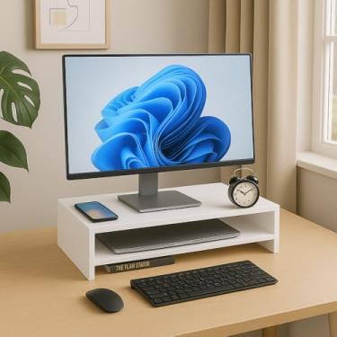 Imagem de Suporte Para Monitor E Notebook Madeira Mdf Preto Ergonômico