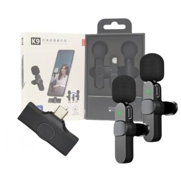 Imagem de Kit 2 Microfone de Lapela Sem Fio Wireless Um Receptor Profissional Alcance 20 Metros Tipo C Android Presilha para Camisa Transmissão Reunião Palestra Gravação de Vídeo YouTube TikTok