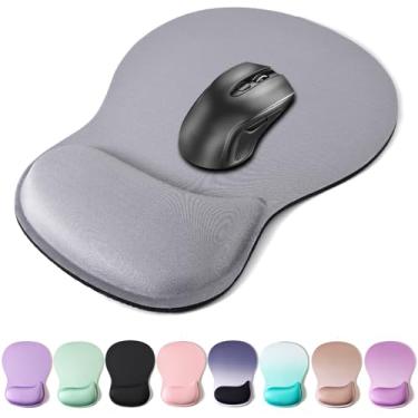 Imagem de Mouse pad suporte de pulso, mousepad ergonômico com almofada de descanso de pulso de espuma de memória, base de borracha antiderrapante para jogos para alívio da dor e digitação fácil, laptop de