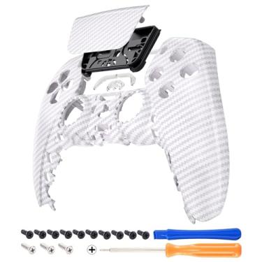 Imagem de eXtremeRate Capa De Painel Frontal Fibra Carbono Branco Prateado Com Touchpad Compatível Controle Ps5 Bdm-010 020 030 040 050, Substituição Para Personalizada