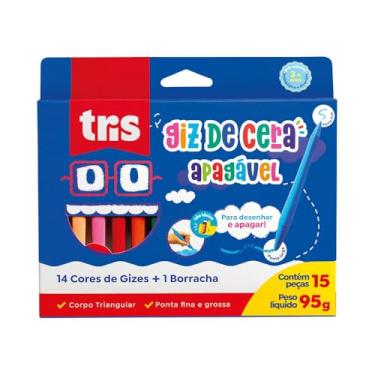 Imagem de Giz Apagavel Tris 14 cores + Borracha