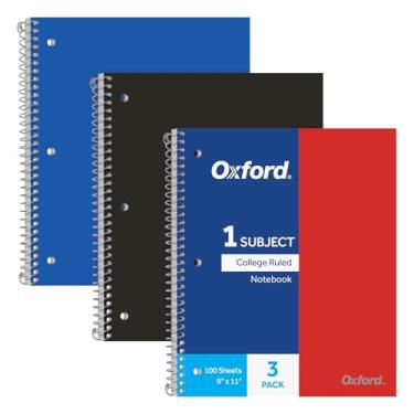 Imagem de Caderno em espiral Tops Oxford 10390, vermelho, preto e azul, 3 por pacote
