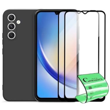 Imagem de Kit Capa Capinha Aveludada e 2 Películas Cerâmica 9D Compatível Samsung Galaxy A34 - SMART E CASE