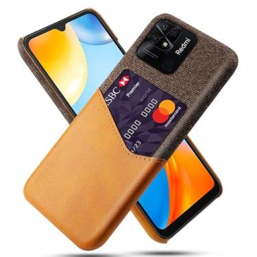 Imagem de Capa para Xiaomi Redmi 10c,Tela e tampa de couro PU,Antideslizante,360°cobertura completa à prova de choque com 1 slot de cartão atrás,Prevenção de queda-Brown