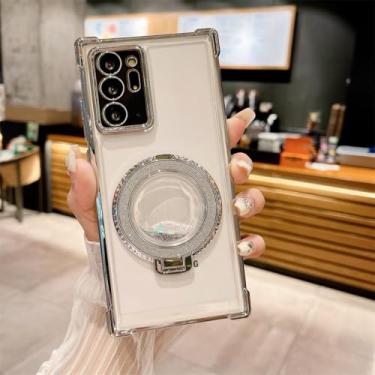 Imagem de MVVKKY para Samsung S24 Plus Quicksand Bracket Case Airbag Plating Cover (para Samsung S24 Plus/Prata)