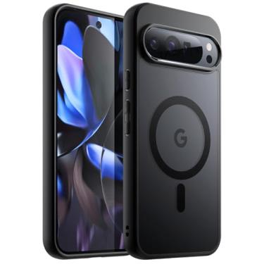 Imagem de JETech Capa Magnética para Google Pixel 9/9 Pro 2024, Compatível com MagSafe, Case para Translúcida Fosca Capinha Traseira à Prova de Choque (Preto)