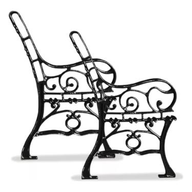 Imagem de Pé De Banco Jardim Praça Alumínio Fundido Francês - Par (Preto)