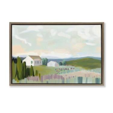 Imagem de Stupell Industries Hillside Haven Cottage Marrom Emoldurado Tela Flutuante Design de Arte de Parede por Elara Yasna, 43 x 63 cm