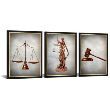 Imagem de Arte de parede emoldurada para decoração de escritório de advocacia Scales of Justice 30 x 40 cm