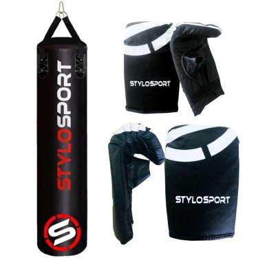 Imagem de SACO DE PANCADA STYLO 160CM + 2 LUVAS DE TREINO BATE SACO (1 ADULTO PT. 1 INFANTIL PT.)