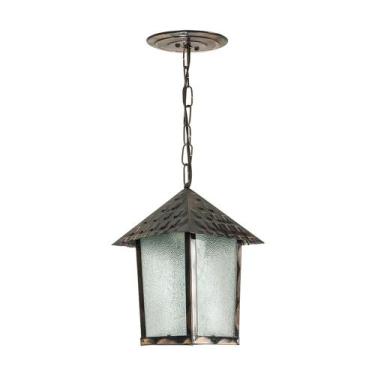 Imagem de Lustre Pendente Blumenau Colonial Quadrado Vidro Pontilhado Cobre E27 