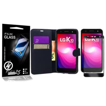 Imagem de Película Vidro 3D + Capa Carteira PRETA LG K10 Power LGM320 - Cell In 