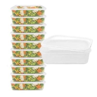 Imagem de Kit 10 Potes 500ml Transparentes Freezer, Microondas, Marmita - Brasil